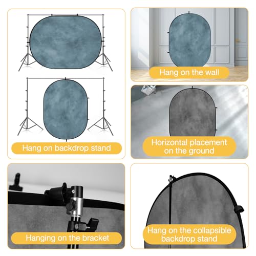 Kate Collapsible Backdrop Gray Photography and Video Backdrop 136 | 5x6.5ft(1.5x2m) Gray Teal Pop Up Collapsible Backdrop for Photography, Self Tape, Acting