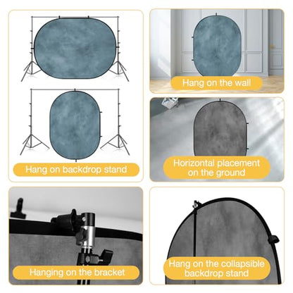 Kate Collapsible Backdrop Gray Photography and Video Backdrop 136 | 5x6.5ft(1.5x2m) Gray Teal Pop Up Collapsible Backdrop for Photography, Self Tape, Acting