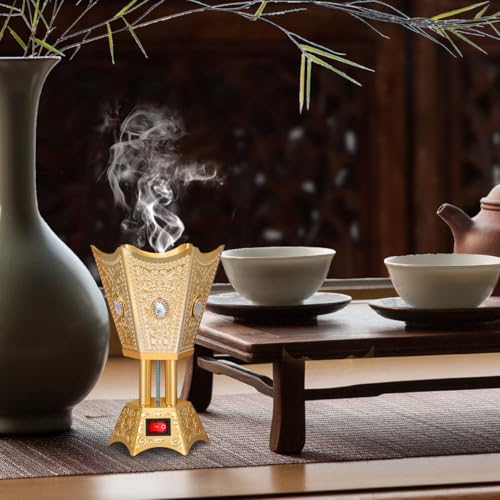 Ciieeo Electric Bakhoor Burner for Home Metal Incense Holder Aromatherapy Oud Burner Electric Incense Censer Southeast Asian Middle Eastern Style