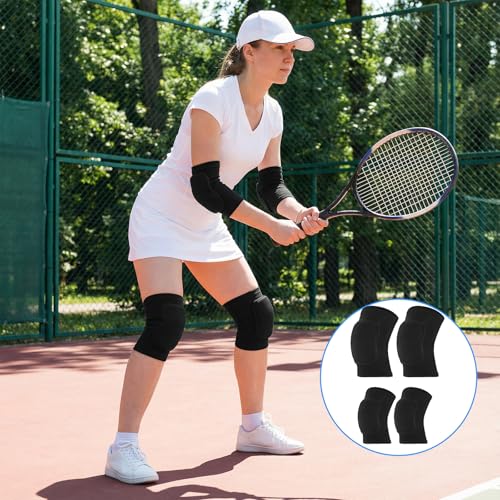 4 Pcs Volleyball Knee Pads and Volleyball Elbow Pads Set, Arm and Knee Pad Protection Set for Sports(Medium)