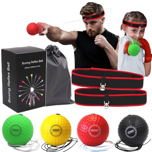 Boxing Reflex Ball Headband Fitness Gear, Workout Reflex Punching Ball, 2 Headbands, 4 Balls