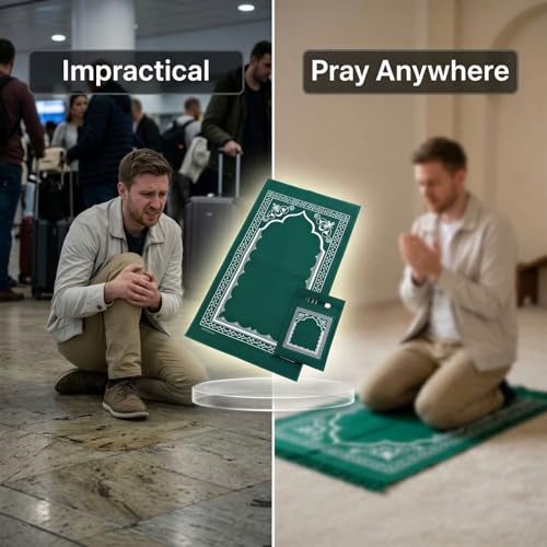 5 Pcs Portable Prayer Mat Set, Non-Woven Fabric Travel Praying Mat with Storage Bag, Disposable, 42.5 x 26.8 in / 108 x 68 cm, for Home, Outdoor Travel, Business Trip