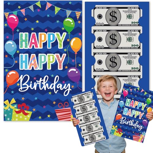 Extra Large Birthday Envelope Money Holder Gifts with Bill Slots and Card Slots, 14x9 Inch Oversize Surprise Birthday Gift Cash Card Holders for Kids Adults, Fun Ways to Give Money Ideas - color: Blue Oversize Envelope