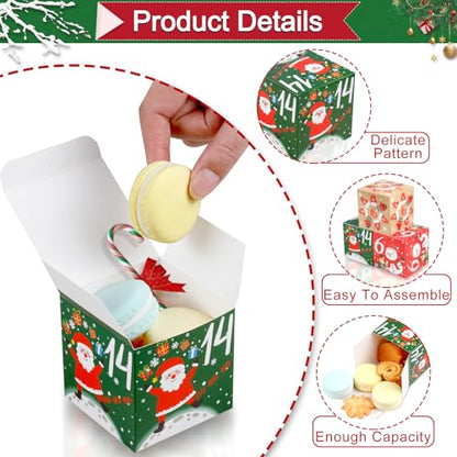 ONESING 24 Pcs DIY Christmas Advent Calendar Boxes for 2025, 24 Days Countdown Calendar Gift for Adults and Kids Christmas Cardboard Number Boxes Make & Fill Your Own Advent Calendar Boxes - color: Style-D