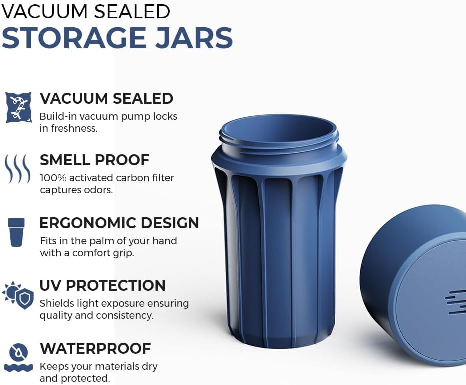Staze Air Tight Smell Proof Container (148ml) – Vacuum Seal Jar, Waterproof Food Storage Canister, Portable Small Smell Proof Jar for Coffee, Herb, Spice & Gummies - (REEF) - color: Reef