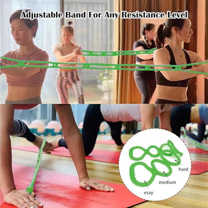 7 Ring Adjustable Loop Resistance Bands for Working Out Walk at Home，Workout Bands Exercise Stretch Band for Women&Men Fitness, Yoga, Pilates-Non-Slip, Durable Rubber, Home/Gym Use (Green)