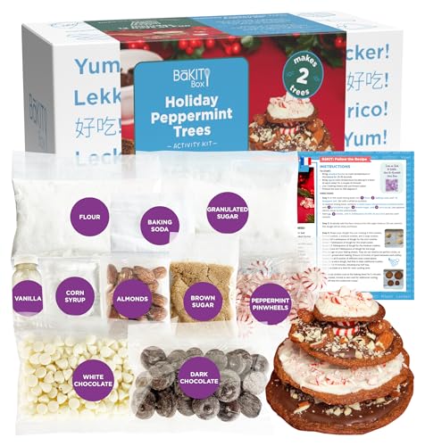 BāKIT Box Holiday Peppermint Trees Kit for Kids | DIY Christmas Cookie Decorating Kit | Fun Gingerbread House Alternative, Great Gift for Boys and Girls - color: Holiday Peppermint