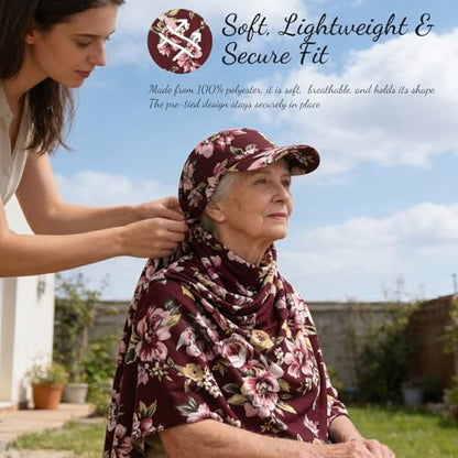 ZLYC Women Muslim Hijab Scarf with Visor Built-in Undercap Sun Protection Headwrap - color: Floral Burgundy