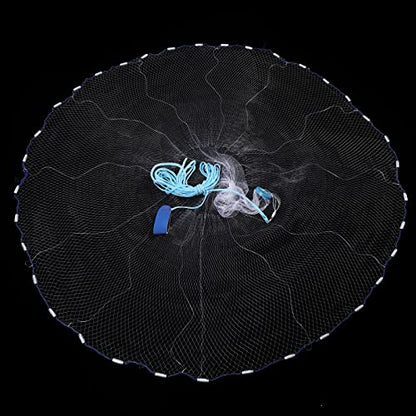 Fish Cast Net American Saltwater Hand Throw Heavy Duty Zinc Sinker Weights for Bait Trap Fish 4/6/8Ft Radius - size: 4 FT