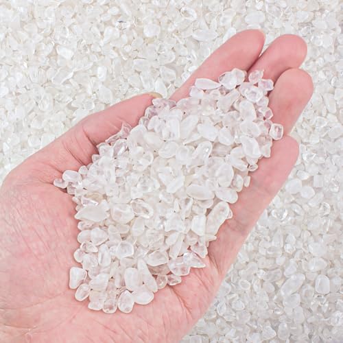 0.5 Lb/230g Clear Quartz Crystal Stone Chips Bulk, Tumbled Healing Crystal Chips Natural Gemstones Crushed Stones Decorative Vase Fillers Aquarium Gravel Rocks, 3-5mm - color: Clear Crystal, size: 0.5 LB