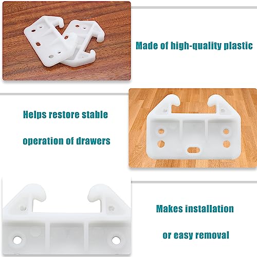 Litoexpe 20 Pieces White Plastic Drawer Guides with Screws, 60×41×28mm | Rear Drawer Replacement Guides Brackets, Smooth Glide Track, Includes Mounting Screws, for Dressers, Wardrobes - size: 60×41×28mm - 20 Pcs