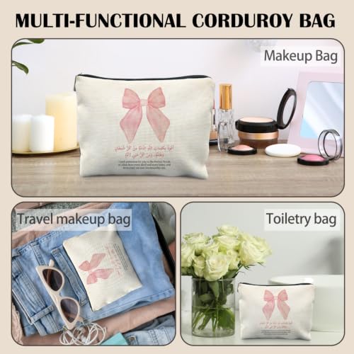 Coquette Pink Bow Islamic Makeup Bag Gifts for Women - color: Pink Bow Islamic