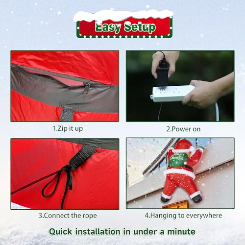 6FT Christmas Inflatables Outdoor Decorations Joy Hanging Santa Claus Gift Bag, Bright LED Lights Blow Up Giant Christmas Decor for Indoor Yard Outside Party Lawn Wall Porch Holiday - style: 6FT Hanging Joy Santa