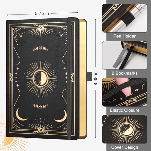 Blank Journal for Women Men, 192 Pages A5 Notebook Journal, Hardcover Notebook with 100Gsm Thick Pages, Leather Note Book for Writing, Travel, Business, Office, Prayer 5.7 x 8.3,Black - color: Black, style: Plain