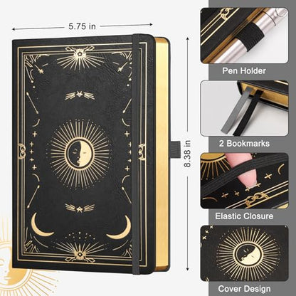 Blank Journal for Women Men, 192 Pages A5 Notebook Journal, Hardcover Notebook with 100Gsm Thick Pages, Leather Note Book for Writing, Travel, Business, Office, Prayer 5.7 x 8.3,Black - color: Black, style: Plain