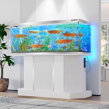 55-75 Gallon Fish Tank Stand with 4AC 2USB Outlet, Heavy Duty Aquarium Cabinet, 880LBS Capacity for Turtle Tank Reptile Terrarium, White - color: White, size: 47.64"L x 14.17"W x 28.7"H