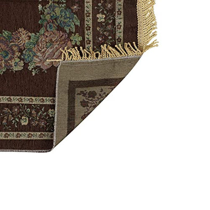 haozaikeji Muslim Prayer Rug Islamic Muslim Prayer Mat Floral Eid Ramadan Rug Namaz Seccade Arabic Turkish Sofa Table Rug Portable Meditation Rug Soft Embroidered Blanket with Tassel - color: Brown