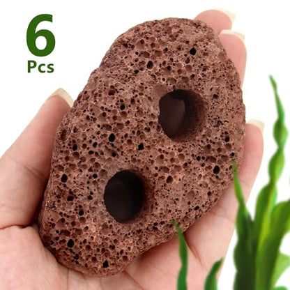 Lava Rock Aquarium, 6Pcs Aquarium Rocks Large for Fish Turtle Tank Plants, Decorations for Aquascaping, Fish Tank Ornaments, Terrarium