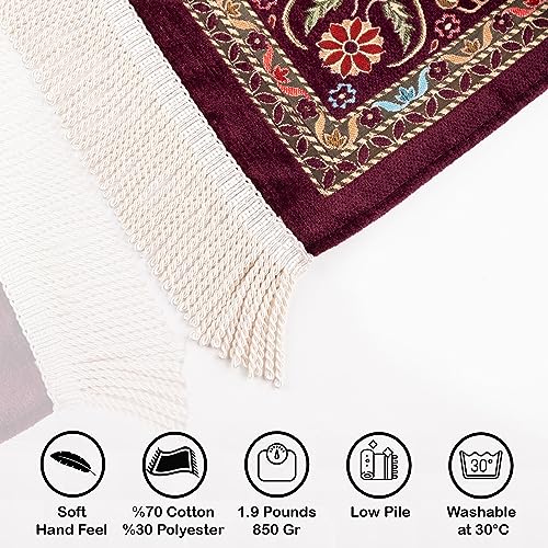 Turkish Prayer Rug, Purple Prayer Rug, Prayer Mat Travel, Portable Prayer Mat Muslim, Prayer Rugs Islam, Prayer Mat Islam Thick, Ramadan Gift (Purple) - color: Purple