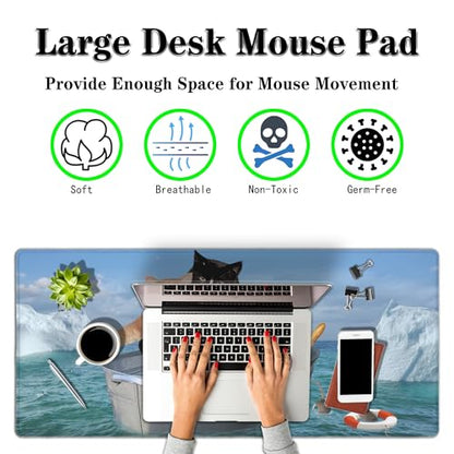 XXL Mouse Pad - Funny Cats Desktop Computer Mat, Large Desk Pads, Non-Slip Rubber Base Waterproof with Stitched Edges, 35.4" X 15.7" for Work/Game/Office/Home - color: Funny Cats