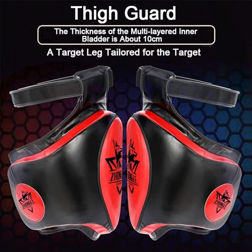 Groin & Thigh Guard Set for Muay Thai/MMA - 10cm Shock Absorption Pads | Adjustable Straps & Multi-Layer Protection (23.6in)