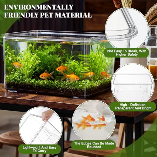 7 Gallon Plastic Fish Tank Large Bowl Shatterproof with Crystal Clear Clarity for Terrarium, Flower Vase Centerpiece Gift for Fish Lovers (Square) - size: 7 Gallon, style: Square