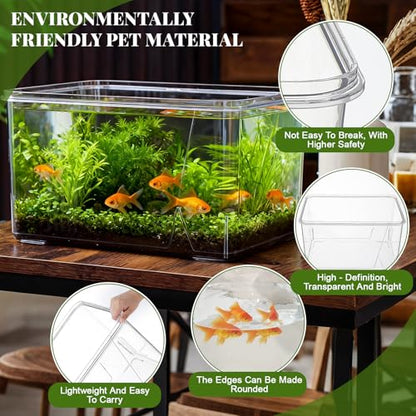 7 Gallon Plastic Fish Tank Large Bowl Shatterproof with Crystal Clear Clarity for Terrarium, Flower Vase Centerpiece Gift for Fish Lovers (Square) - size: 7 Gallon, style: Square