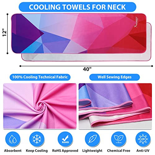SYOURSELF Cooling Towel, Cooling Towels for Neck,40" x 12"Ice Towel for Instant Cooling Relief, Soft Breathable Chilly Towel, Perfect Yoga, Golf, Sports(Geo) - color: Mix2