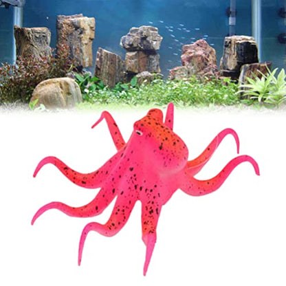 POPETPOP Aquarium Octopus Decoration, Aquarium Decorations Simulation Octopus Fish Tank Octopus Ornament Artificial Silicone Octopus with Suction Cup (Red)