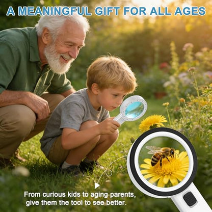 Nazano Magnifying Glass with Light, Ultra-Clear Lightweight Handheld Reading Magnifier with 12 LEDs, Distortion-Free Optical Lens for Seniors, Macular Degeneration, Close Work, Coins & Pill Bottles