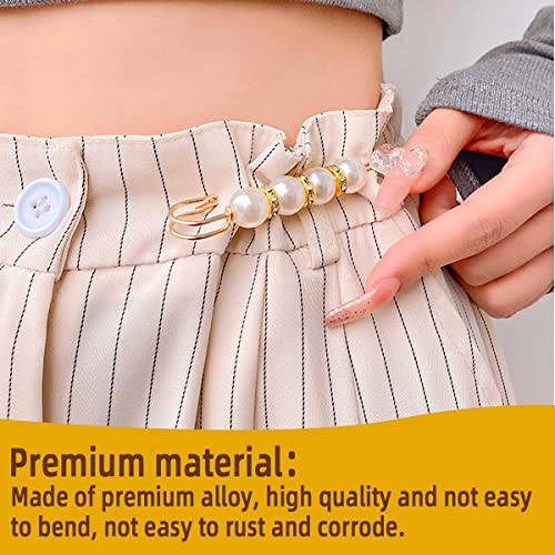 5 Pieces Pearl Brooch Safety Pins for Clothes Safety Pin for Women Fashion Sweater Shawl Collar Dresses Cardigan Clips Faux Crystal Pearl Brooches Set for Girls Jewelry Decoration Accessories (Gold)