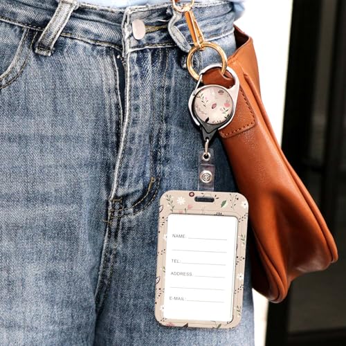 Lanyard with ID Badge Holder Retractable Badge Clip Cute Lanyards for ID Badges Keychain for Key Card Women Girls School Teacher Nurse Work - color: Flower