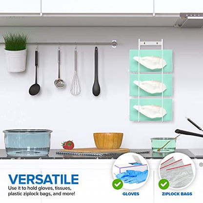 Stock Your Home (White Metal Triple Gloves Dispenser, Tissue Box Shelf, Glove Box Holder Wall Mount, For Kitchen, Cleaning Closet, Lab, Exam, or Office - size: 1 Count, style: Triple Stack