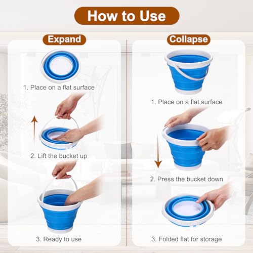 uxcell Collapsible Bucket, 0.8 Gallon (3L) Small Foldable Bucket, Portable Water Pail Round Tub Cleaning Tools with Handle for RV Camping Household Garden Fishing Car Wash, Pink - color: Pink