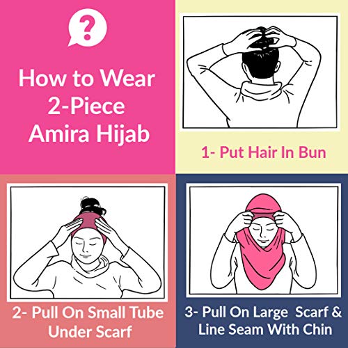 TheHijabStore.com Women's 2 Piece Amira Jersey Hijab - Soft Modal Stretch Head Scarf with Tube Under Scarf Cap - color: White