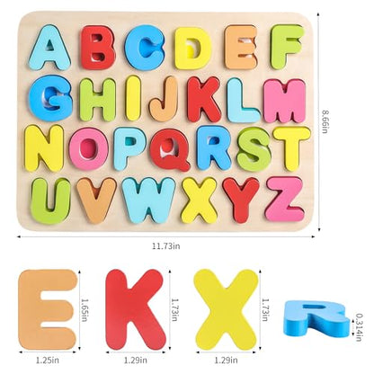 Aile Toddler Wooden Preschool Learning Alphabet Peg Puzzle Board Toys - style: Alphabet Puzzle
