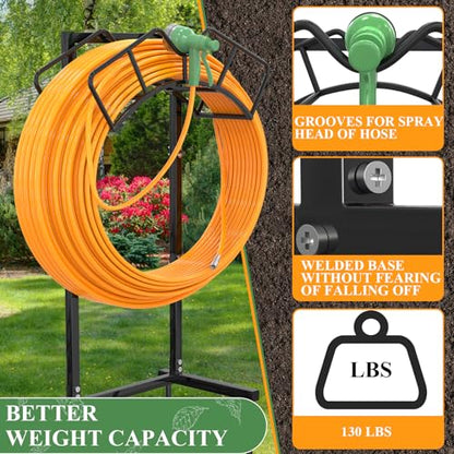 Qatsrin Super Stable Garden Hose Holder, Water Hose Reel holds 160ft, Black | Freestanding Water Hose Storage Hanger, Detachable Hose Stand Box for Outside Yard Lawn Farm - color: Black