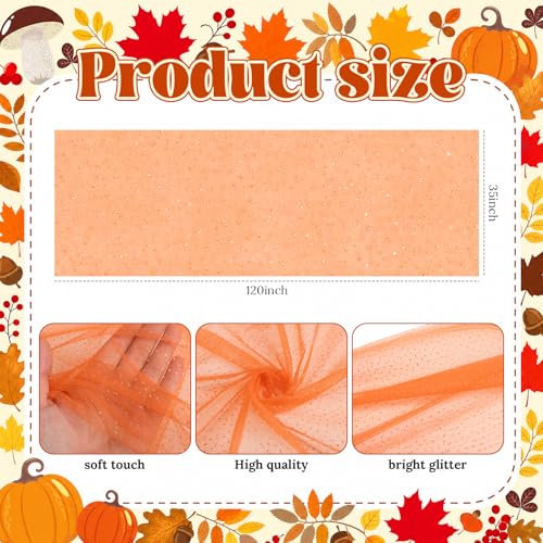 1pc Fall/Halloween Table Runner 10 ft Orange Metallic Foil Sheer - color: Orange
