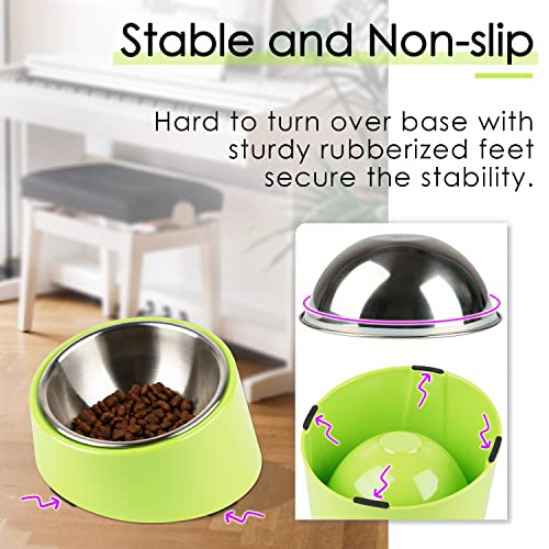 SUPERDESIGN Anti-Vomiting 15° Slanted Pet Bowl, S/0.5 M/1 Cup Green | 15° Tilted, Anti-Vomit & Neck Relief, Non-Slip Base, Detachable Stainless Steel Liner, Dishwasher Safe, for Cats & Dogs - color: Light Green, size: M/1 Cup