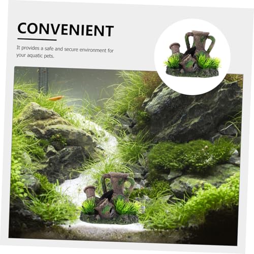 INOOMP Aquarium Cave Decorations: Fish Tank Resin Vase Jar Jug Sunken Ornament Landscaping Saltwater Freshwater Small Medium Fish Garden Pond Ornaments