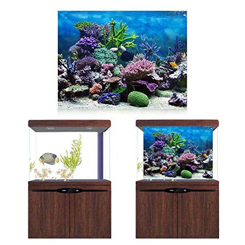 FILFEEL Aquarium Background Fish Decorations Pictures PVC Adhesive Poster Underwater Backdrop Decoration Paper Cling Decals Sticker(61 * 30cm)