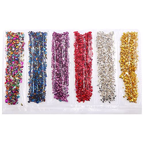 Nail 3D Crushed Stone Colorful Irregular Rock Crystal Glass DIY Piece Gemstones Nail Art Crafts Decoration - color: 6Grids Rock Stone01