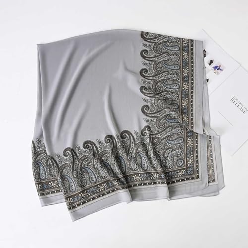 K-Elewon Large Square Scarf 51" Headscarf Chiffon Fashion Scarves Turbans Hair Wrapping Scarfs - color: E-grey