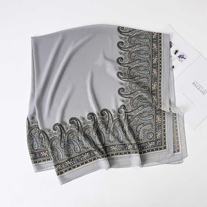 K-Elewon Large Square Scarf 51" Headscarf Chiffon Fashion Scarves Turbans Hair Wrapping Scarfs - color: E-grey