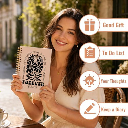 Flower Boho Christian Notebook - Hardcover Bible Verse Jounal, Inspirational Gift for Women, Religion Journaling for Church Notting Stationery Supplies - color: Cross Flower