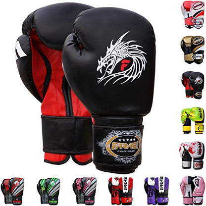 Farabi Pro Fighter Boxing Gloves Sparring Gym Bag Punching Focus Pad Mitts - color: Black Dragon, size: 12Oz