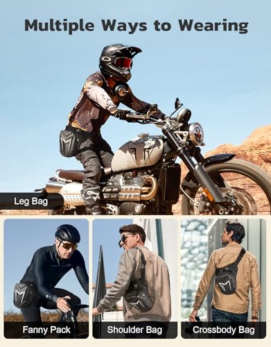 Thigh Bag with Leg Strap, Drop Leg Bag for Women Men, Water-Resistant Motorcycle Leg Bag, Sturdy EVA Drop Leg Pouch, Expandable Storage Tactical Hip Bag for Cycling Hiking Climbing Fishing