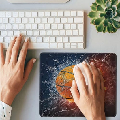 Cool 3D Basketball with Flame Print Printed Art Mousepad Non-Slip Rubber Base Mouse Pads for Computers Laptop Office Desk Accessories Mouse pad 7.9 x 9.5 in - color: Basketball