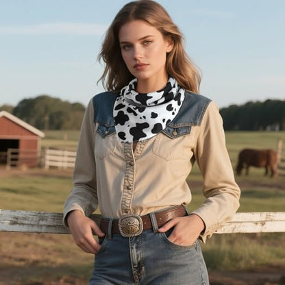 GERINLY Silk Hair Scarf Animal Print Leopard Neck Scarf Summer Neckerchief for Women Bag Purse Accessory - color: White