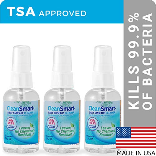 CleanSmart To Go Disinfectant Kills 99.9% of Viruses, TSA-Approved for Safe Travel, 2 oz Bottle (Pack of 3) - size: 2 Fl Oz (Pack of 3)
